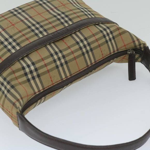 Burberrys Nova Check Shoulder Bag Nylon Canvas Beige Auth 60438 - Picture 6 of 16